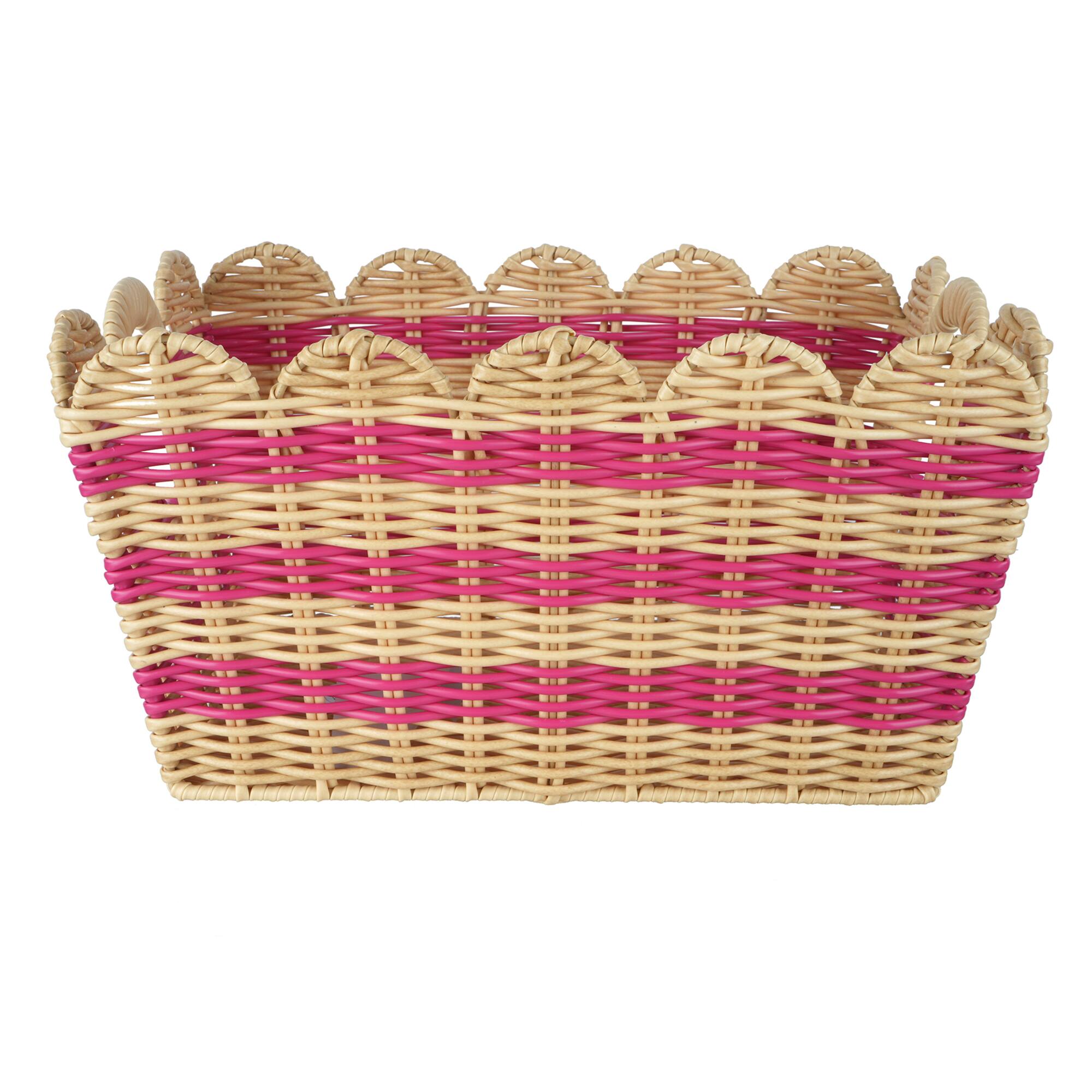 15" x 11" Pink Stripe Faux Rattan Basket by Ashland®